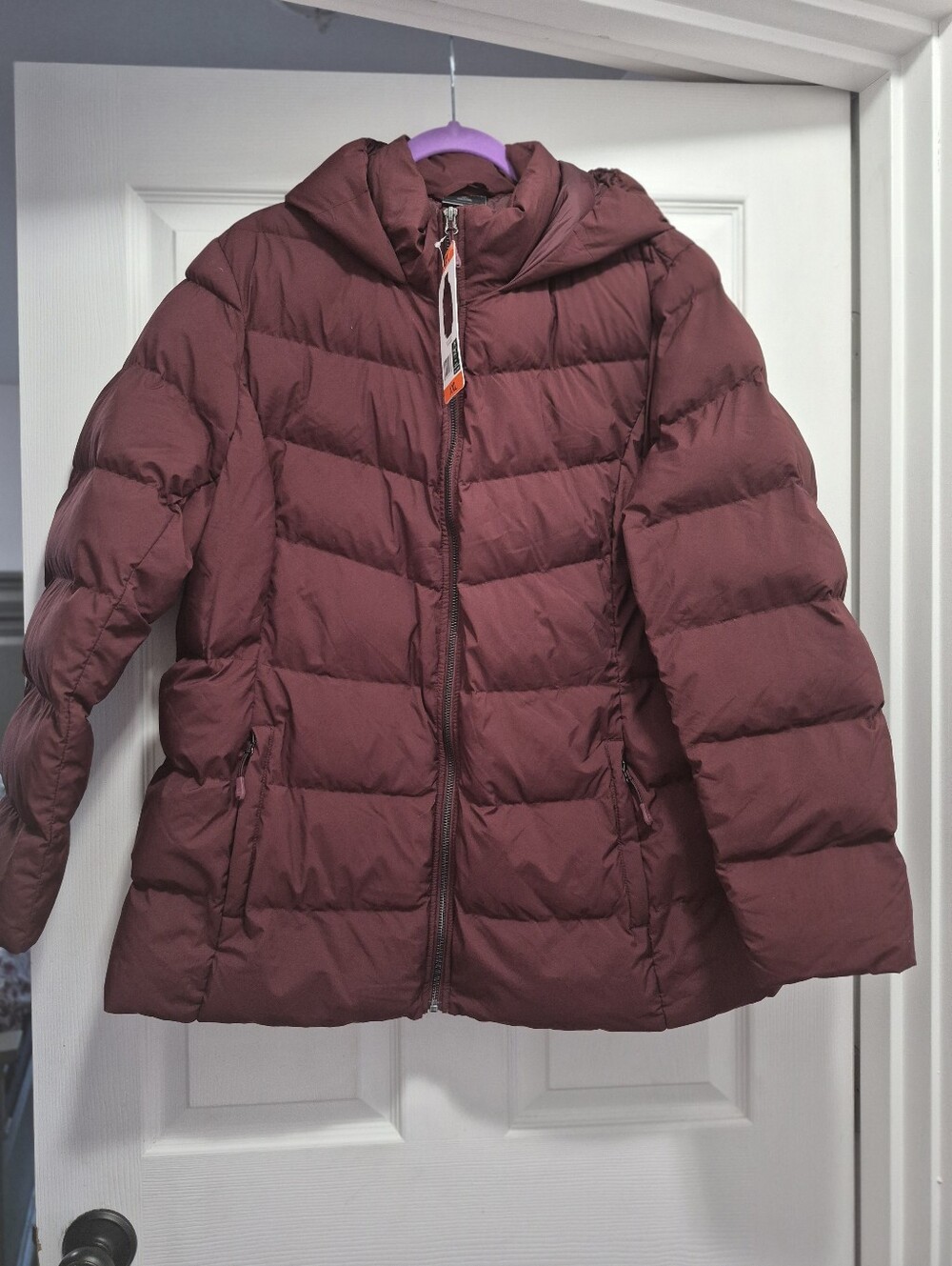 32 Degrees Women's Hooded Puffer Jacket - Maroon purple Brand New With Tags